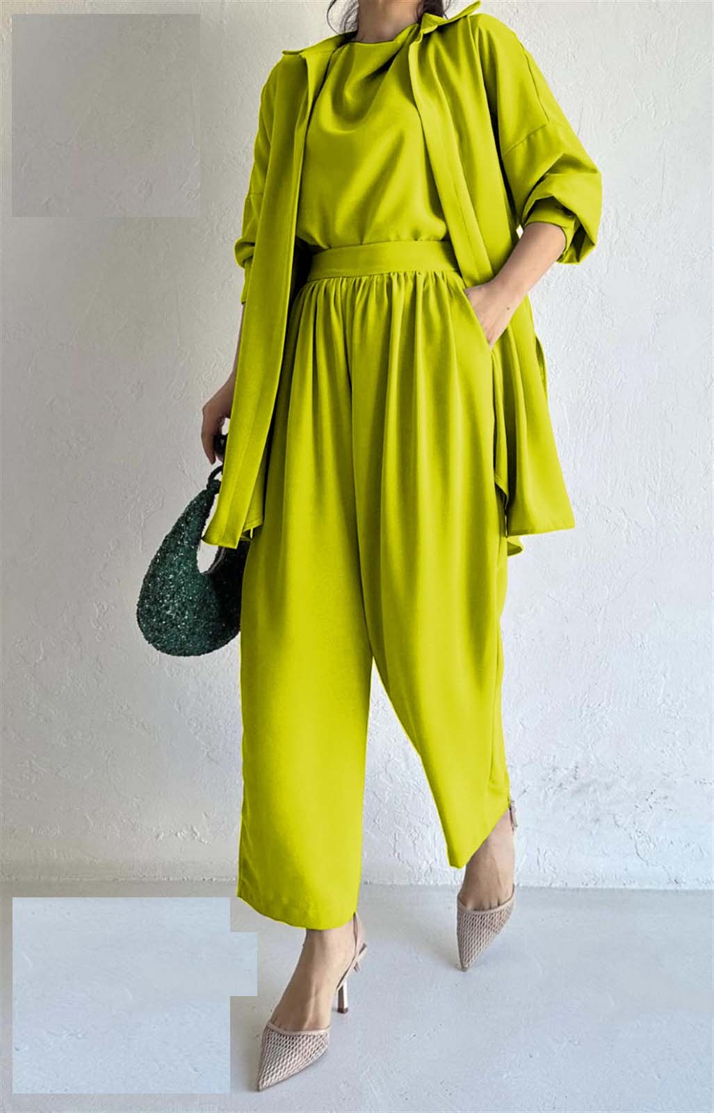 JumpSuit Style 3Pc Coat With Inner With Stylish Belt Trouser (7 Colours)